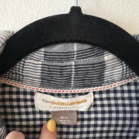 Anthropologie Pilcro Oversized Bo Boyfriend Plaid Navy Button Down Shirt - Picture 9 of 11